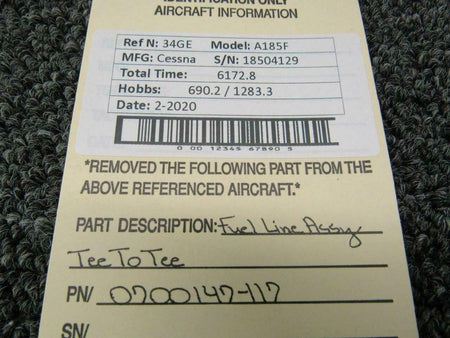 Cessna 0700147-117 Cessna A185F Line Assy Fuel Tee To Tee
