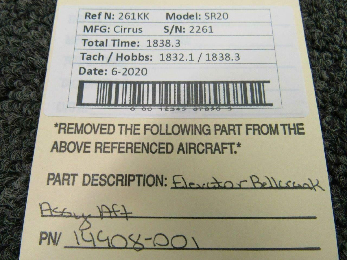 Cirrus 14908-001 Cirrus SR20 Aft Elevator Bellcrank Assy