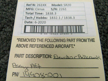 Cirrus 14908-001 Cirrus SR20 Aft Elevator Bellcrank Assy