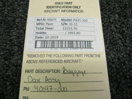 Piper 40197-000 Piper PA31-310 Baggage Door Assy