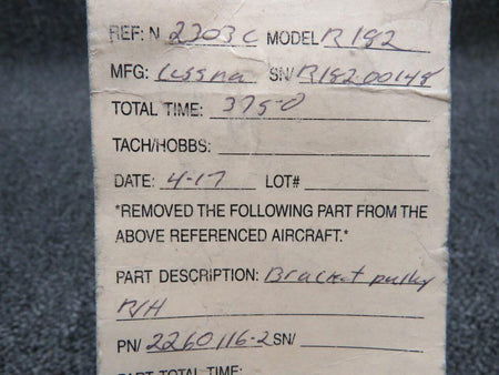 Cessna 2260116-2 Cessna R182 Bracket Pulley RH