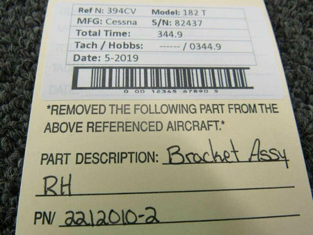 2212010-2 Cessna 182T Bracket Assembly RH BAS Part Sales | Airplane Parts