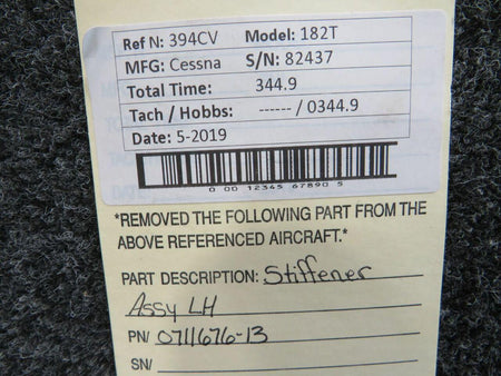 Cessna 0711676-13 Cessna 182T Stiffener Assembly LH