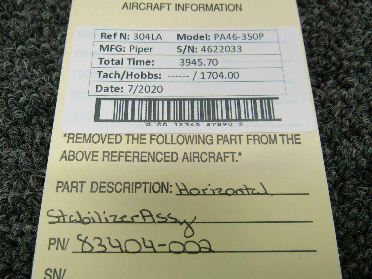 Piper 83404-002 Piper PA46-350P Horizontal Stabilizer Assy