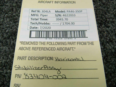 Piper 83404-002 Piper PA46-350P Horizontal Stabilizer Assy