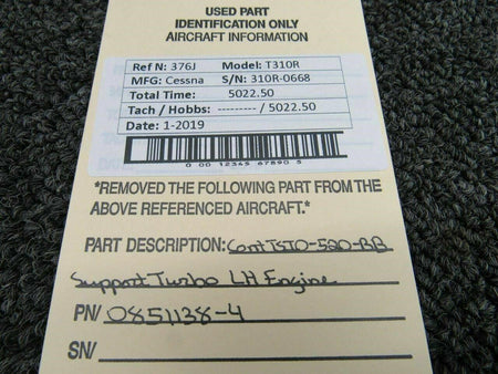 Cessna 0851138-4/ 0851138-5 Cessna T310R Support Turbo LH Engine