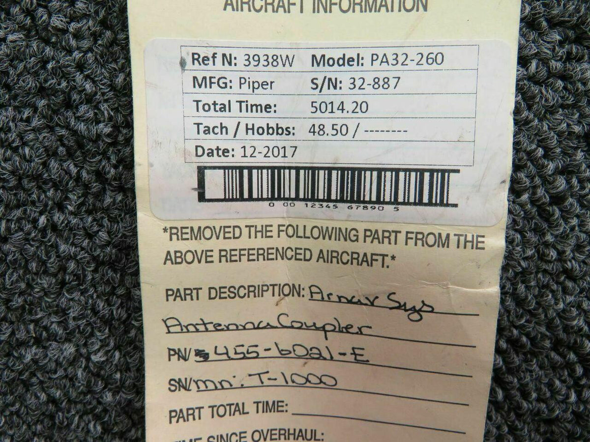 ARNAV 455-6021-E Piper PA32-260 Arnav Antenna Coupler Alt T-1000