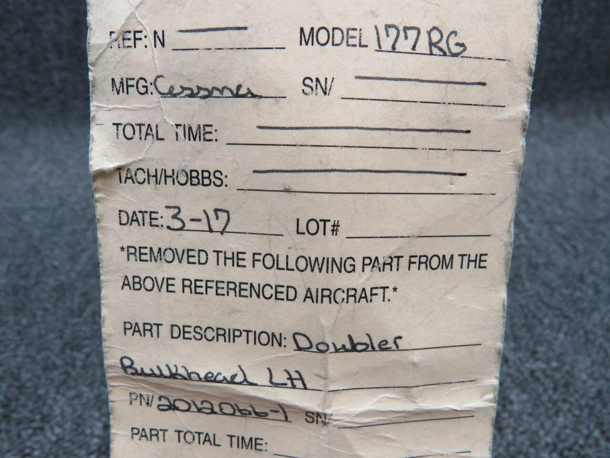 2012066-1 Cessna 177RG Doubler Bulkhead LH BAS Part Sales | Airplane Parts