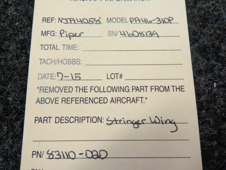 Piper Piper PA46-310P Stinger Wing P/N 83110-020
