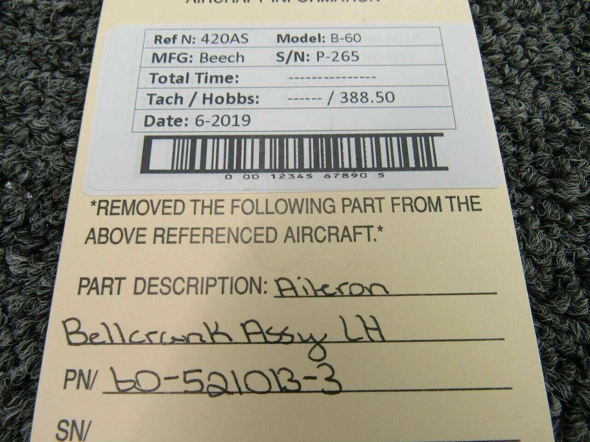 Beechcraft 60-521013-3 Beech B-60 Aileron Bellcrank Assy LH