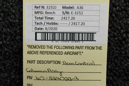 Beechcraft 60-524023-3 Beech A36 Arm Control Column Assy
