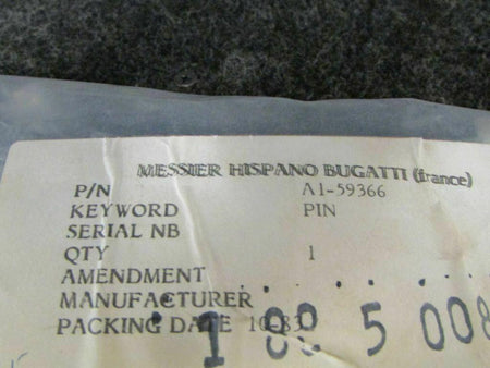 A1-59366 Pin Assembly (NEW OLD STOCK) (SA) BAS Part Sales | Airplane Parts