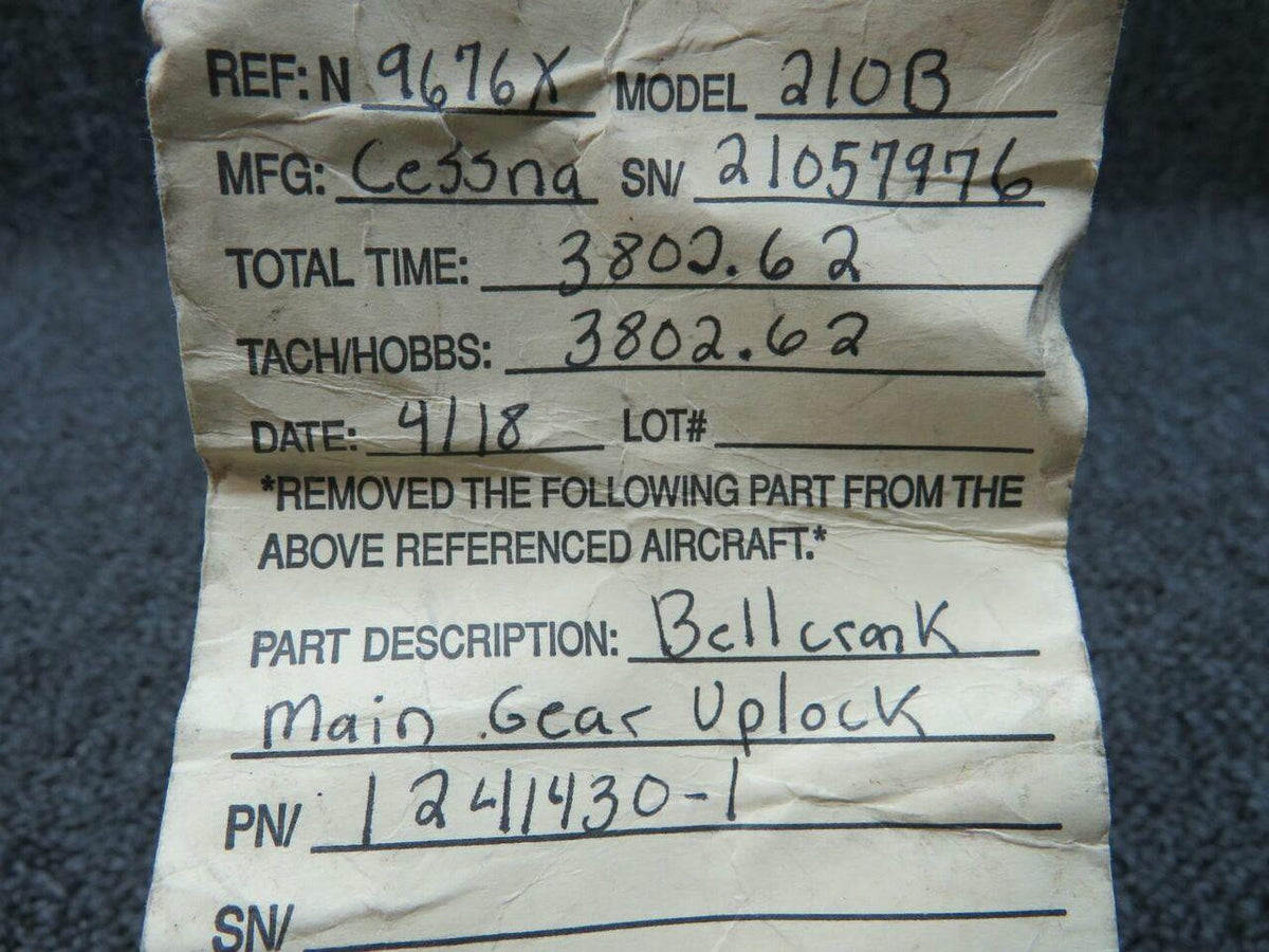 Cessna 1241430-1 Cessna T210G Bellcrank Assembly