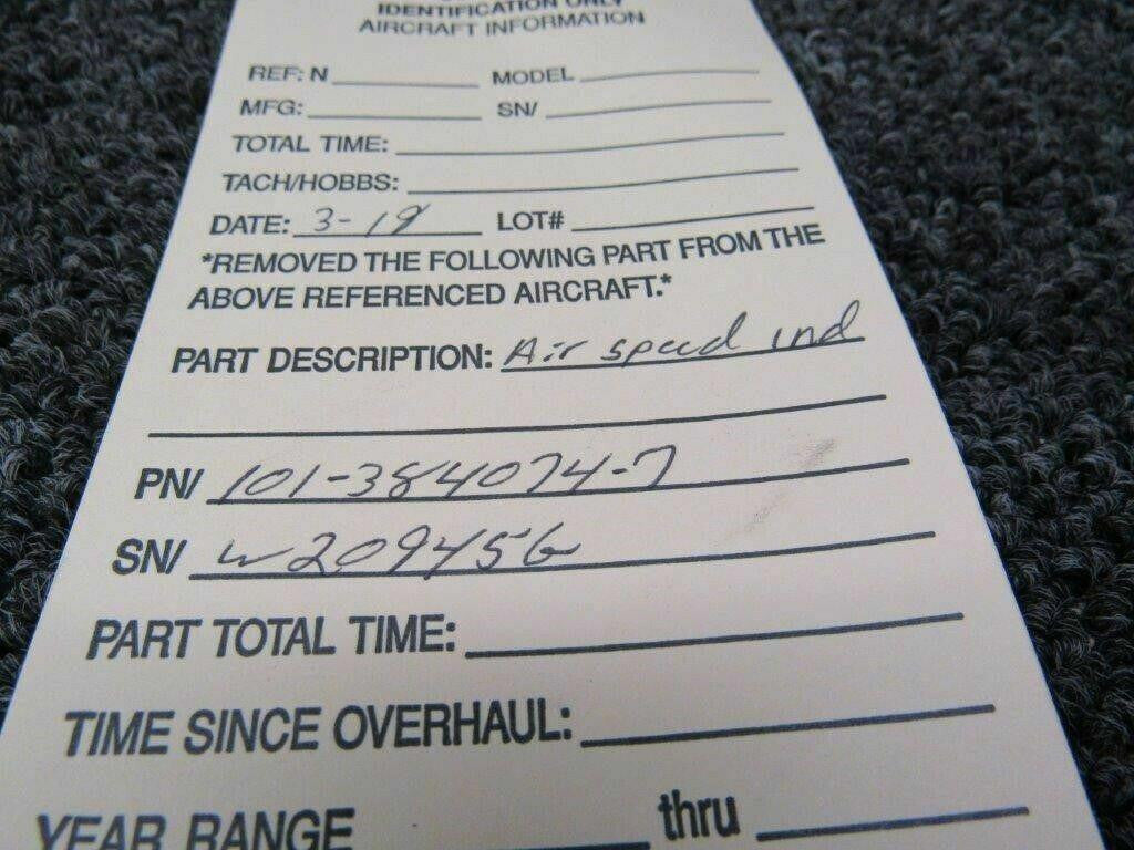 Beechcraft 101-384074-7/ W20945G Beech Max Allow Air Speed Indicator SA