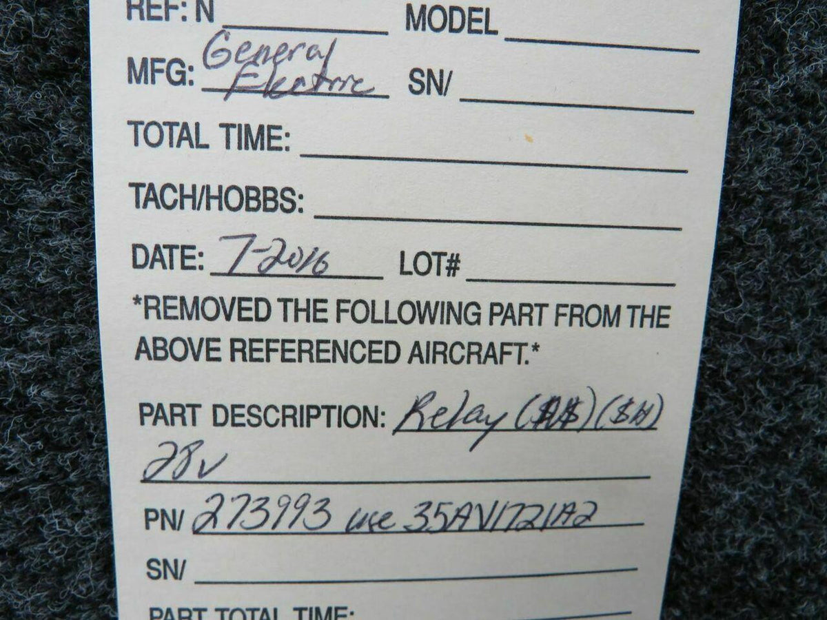 GE 273993 Use 35AV1721A2 GE Relay Volts 28 NS SA