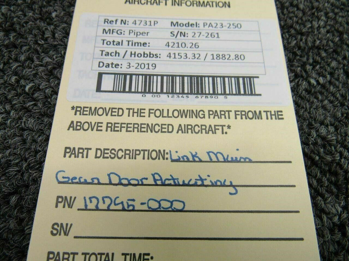Piper 17795-000 Piper PA23-250 Link Main Gear Door Actuating