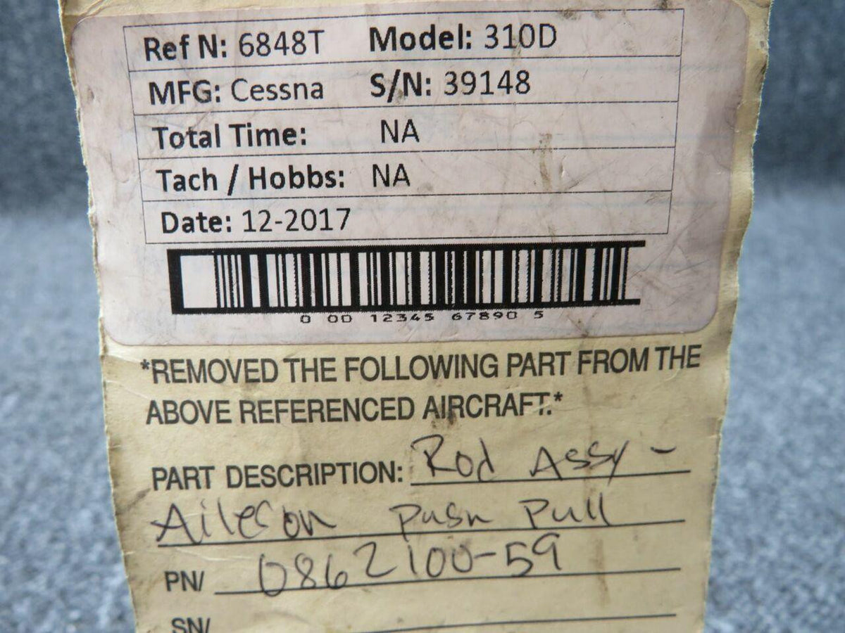 Cessna 0862100-59 Cessna 310D Aileron Rod Push Pull BD