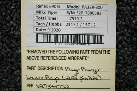 Piper 62734-002 Use 62734-802 Piper PA32R-300 Plug Plunger Lower Flap .252 Hole