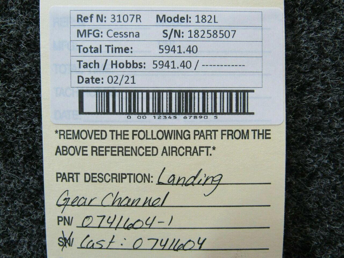 0741604-1 Cessna 182L Landing Gear Channel BAS Part Sales | Airplane Parts