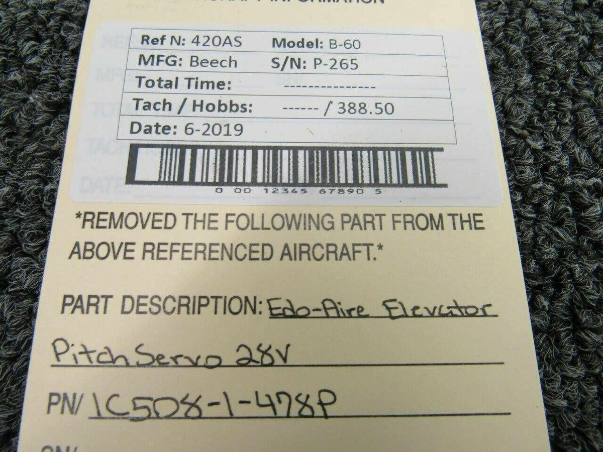 Edo-Aire 1C508-1-478P Beech B-60 Edo-Aire Elevator Pitch Servo Volts 28