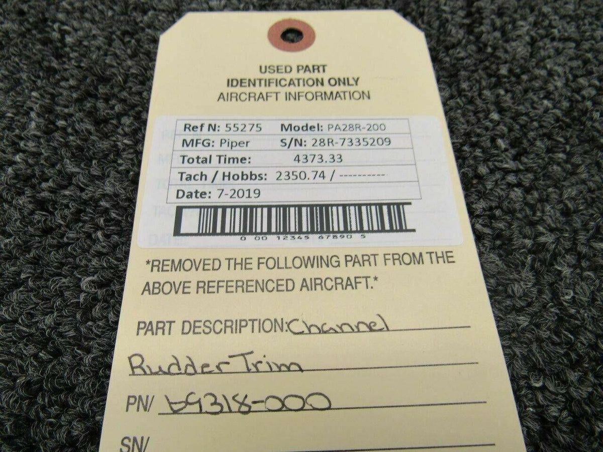 Piper 69318-000 Piper PA28R-200 Channel Rudder Trim
