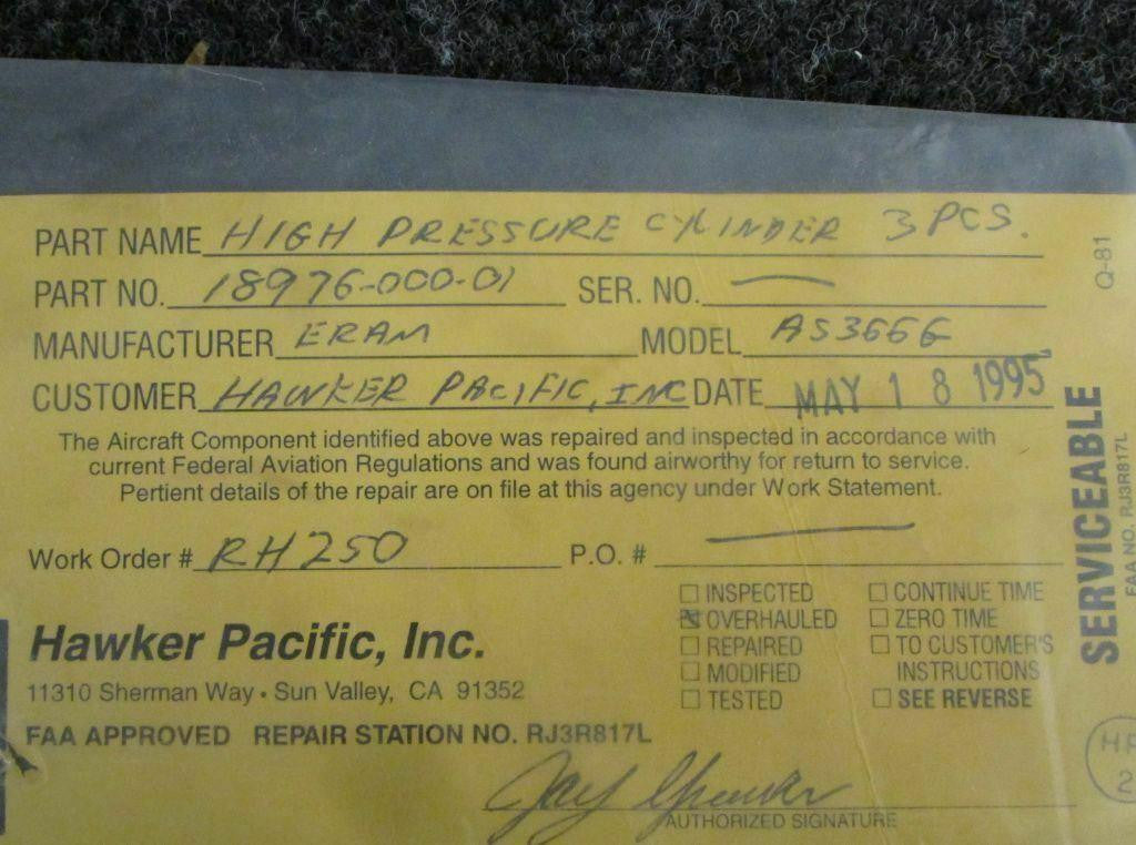 Does Not Apply Eram High Pressure Cylinder OVERHAULED P/N 18976-000-01 SA