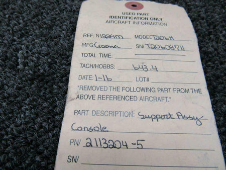 Cessna 2113204-5 Cessna T206H Support Assy Console