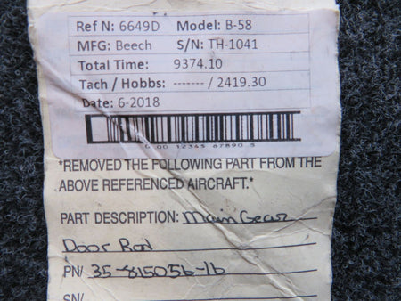 35-815056-16 Beech B58 Main Landing Gear Door Rod BAS Part Sales | Airplane Parts