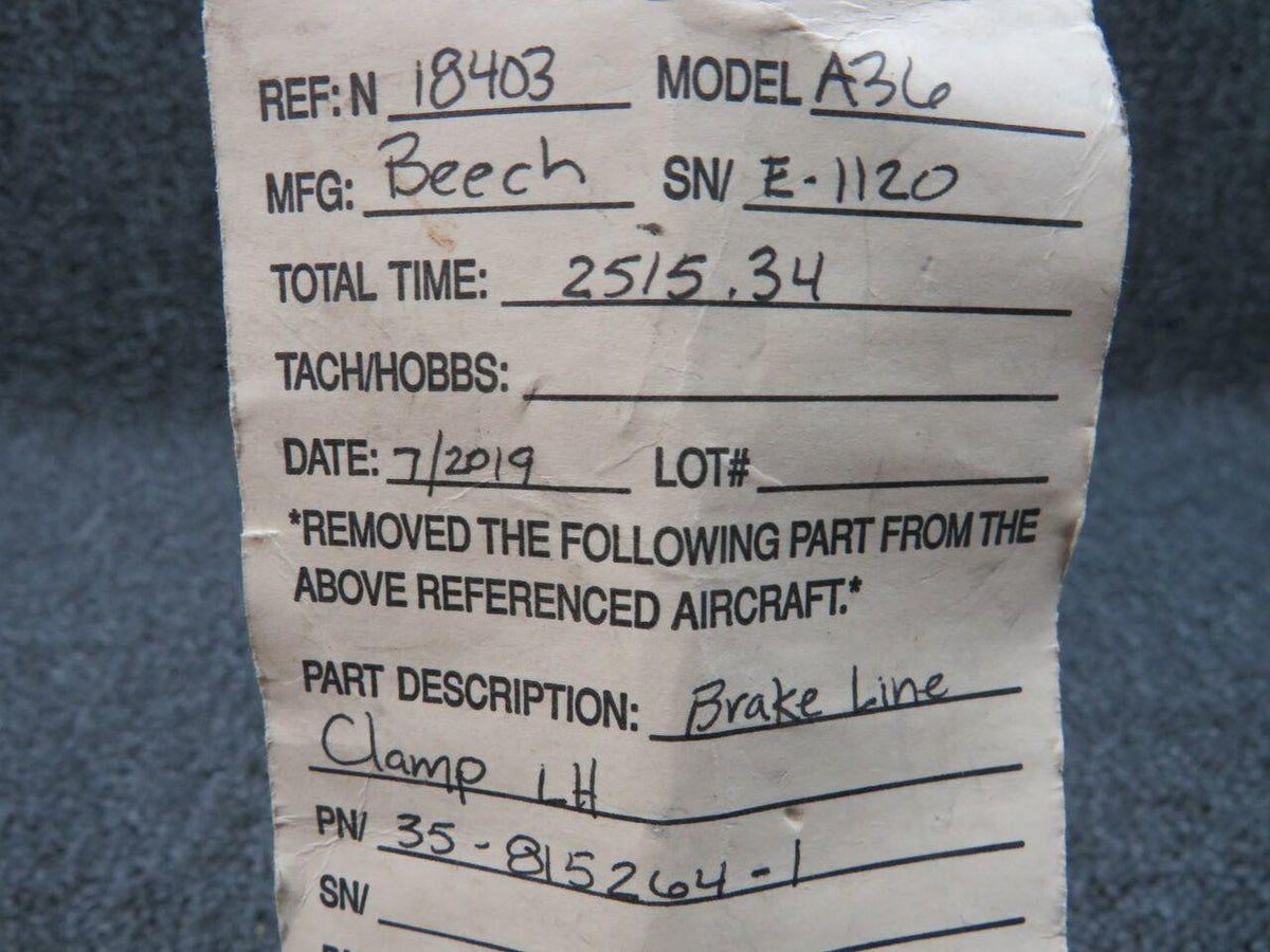 Beechcraft 35-815264-1 Beech B58 Clamp Lower Brake LH