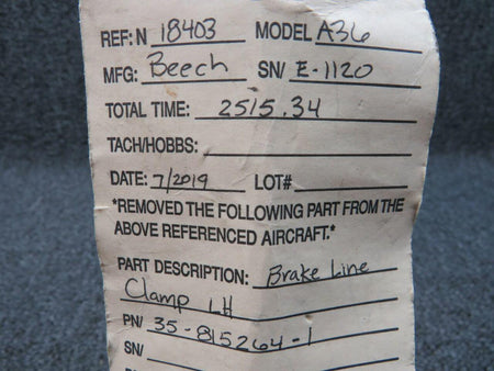 Beechcraft 35-815264-1 Beech B58 Clamp Lower Brake LH