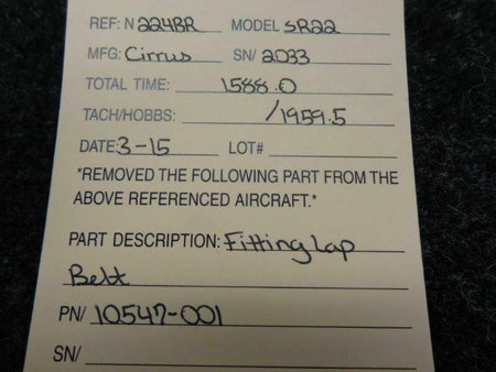 Cirrus 10547-001 Cirrus SR22 Fitting Lap Belt