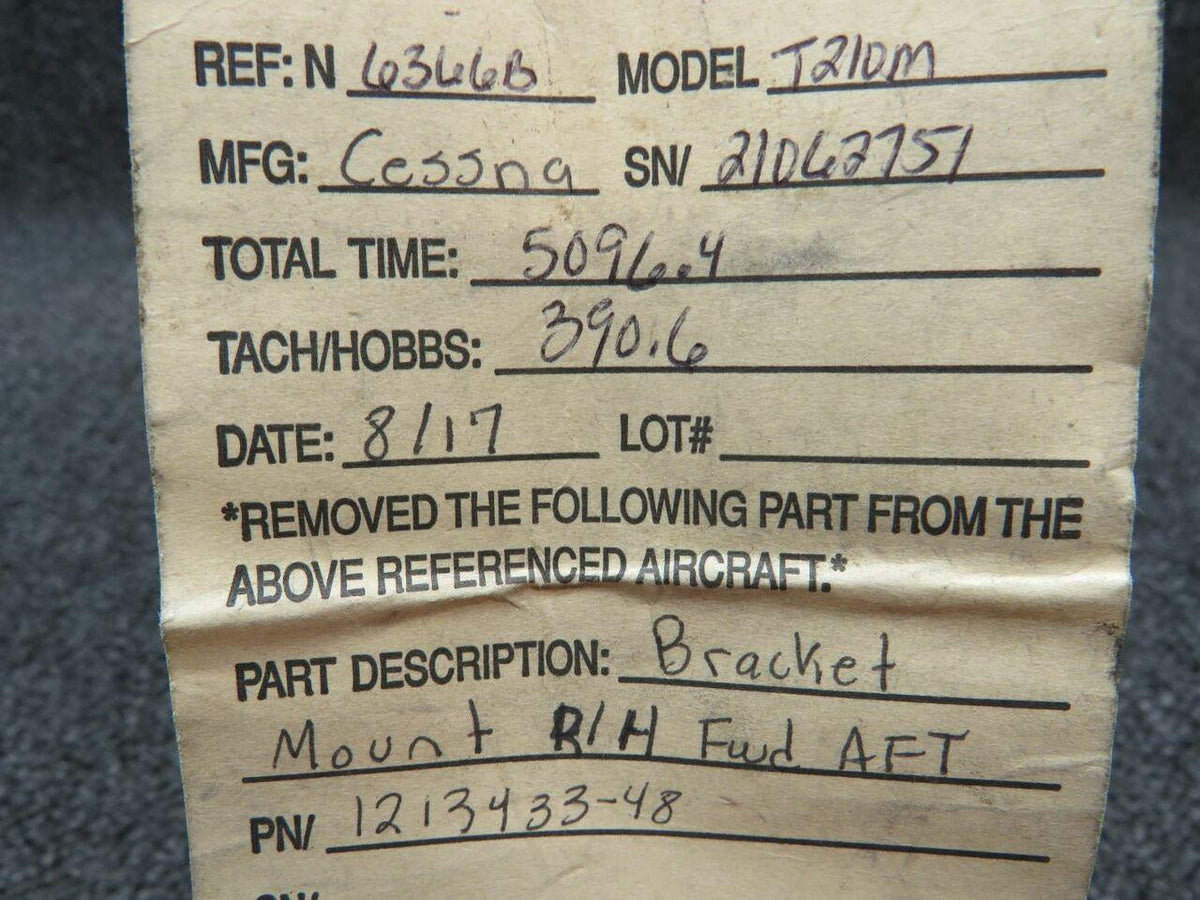 Cessna 1213433-48 Cessna T210M Bracket Support LH Fwd