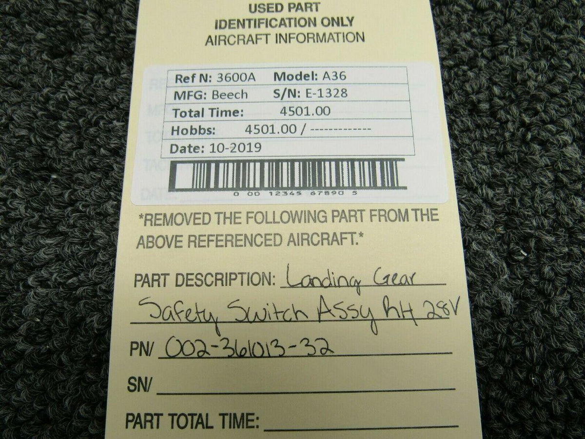 Beechcraft 002-361013-32 Beech A36 Landing Gear Safety Switch RH Volts 28
