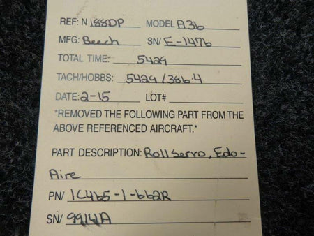 1C465-1-662R Beech A36 Edo-Aire Roll Servo S/N 9914A BAS Part Sales | Airplane Parts