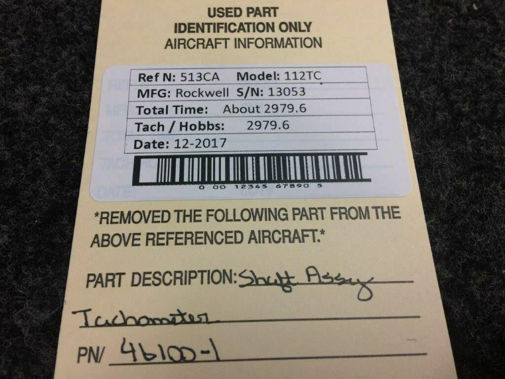 46100-1 Rockwell 112TC Tachometer Shaft Assy 29" BAS Part Sales | Airplane Parts