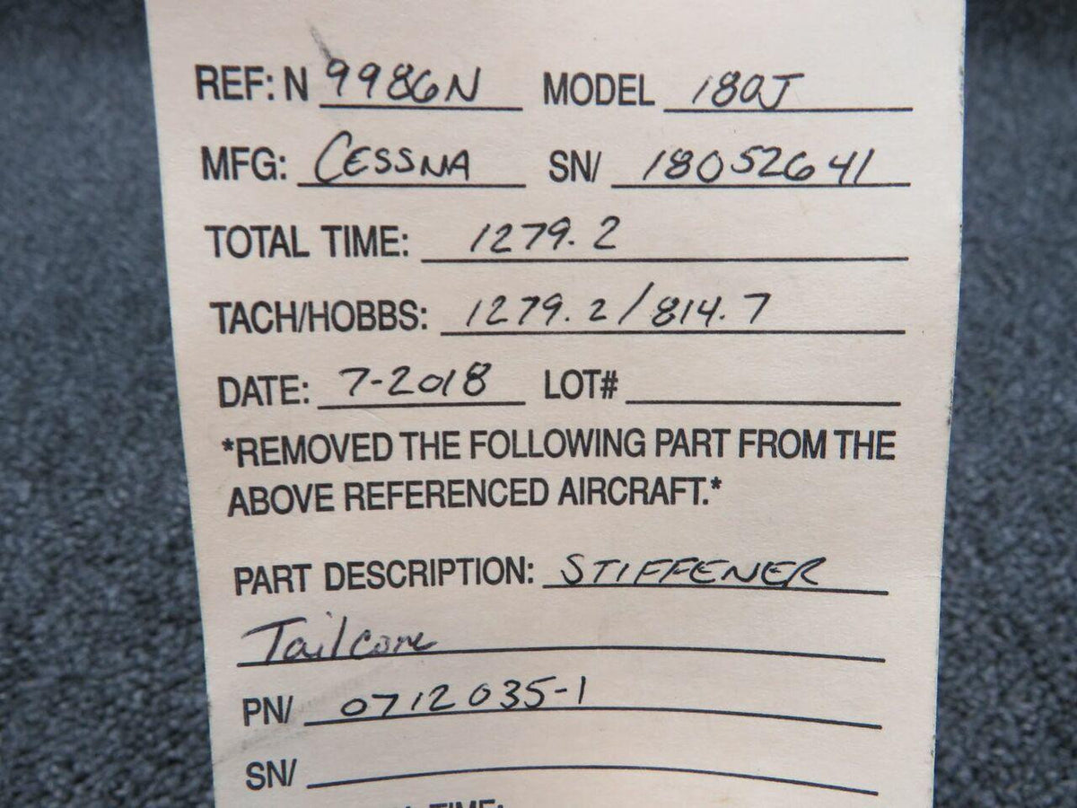 Cessna 0712035-1 Cessna 180J Tailcone Stiffener
