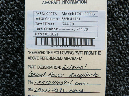LB53241039-1 Columbia 400 Ground Power Receptacle (Volts: 24) BAS Part Sales | Airplane Parts