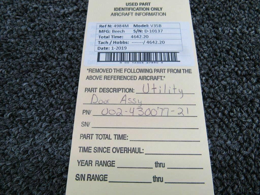 Beechcraft 002-430077-21 Beech V35B Utility Door Assy