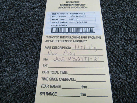 Beechcraft 002-430077-21 Beech V35B Utility Door Assy