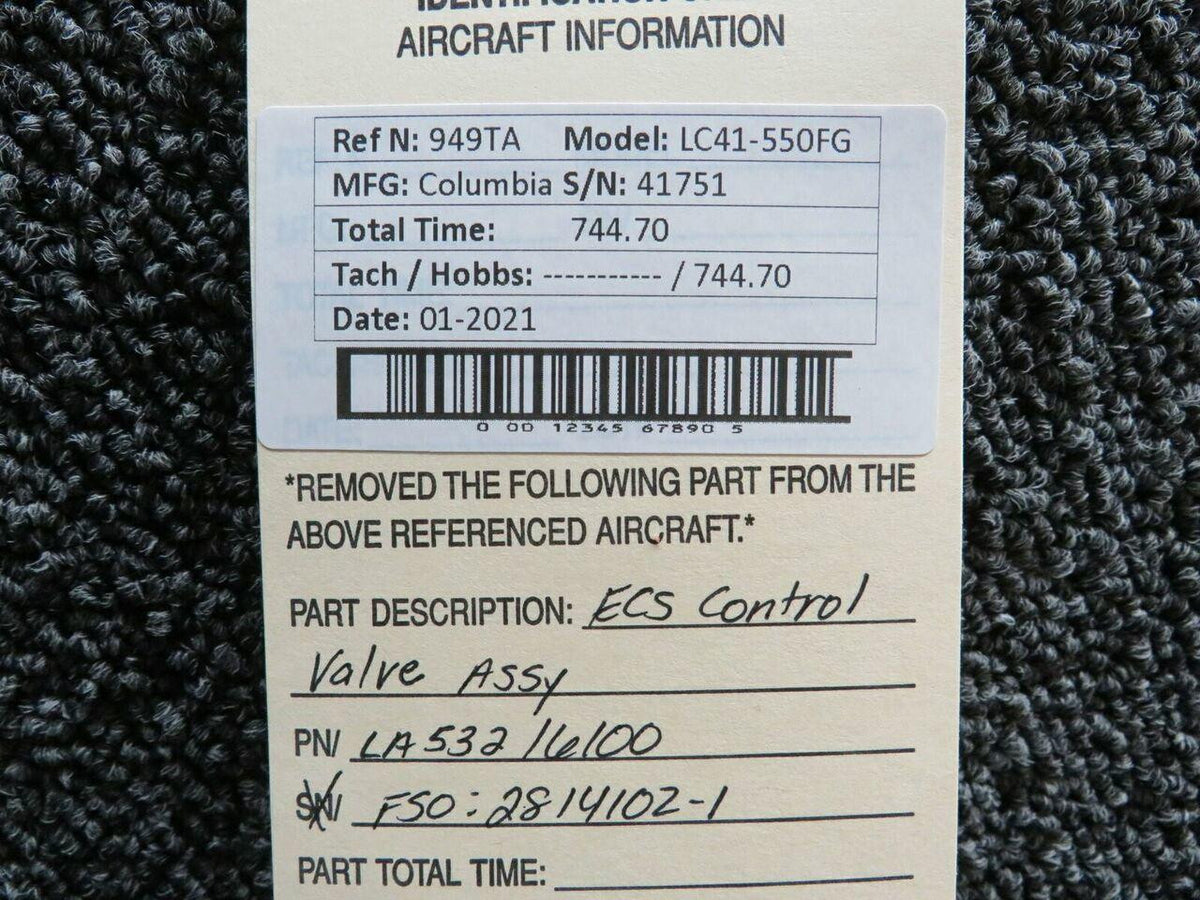 Columbia LA53216100 FSO 2814102-1 Columbia 400 ECS Control Valve Assy