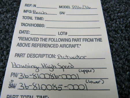Beechcraft 36-810086-0001 / 36-810085-0001 Beech A36 / 36 Actuator Housing High Speed SA