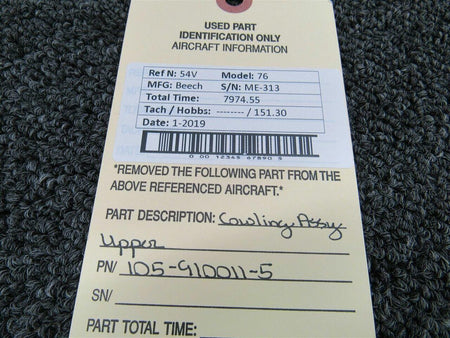 Beechcraft 105-910011-5 Use 105-910011-607 Beech 76 Cowling Assy Upper