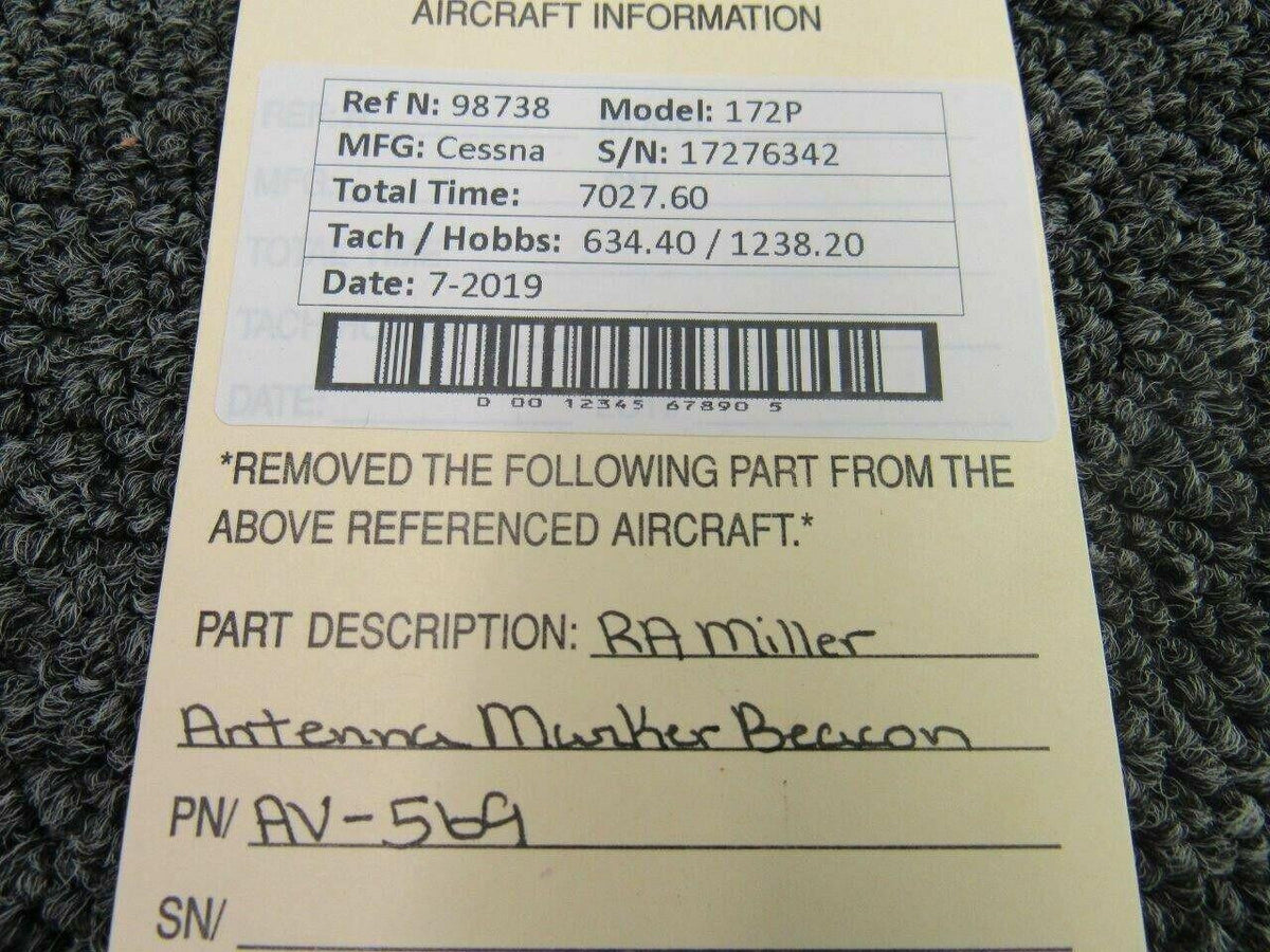 AV-569 R.A. Miller Marker Beacon Antenna BAS Part Sales | Airplane Parts