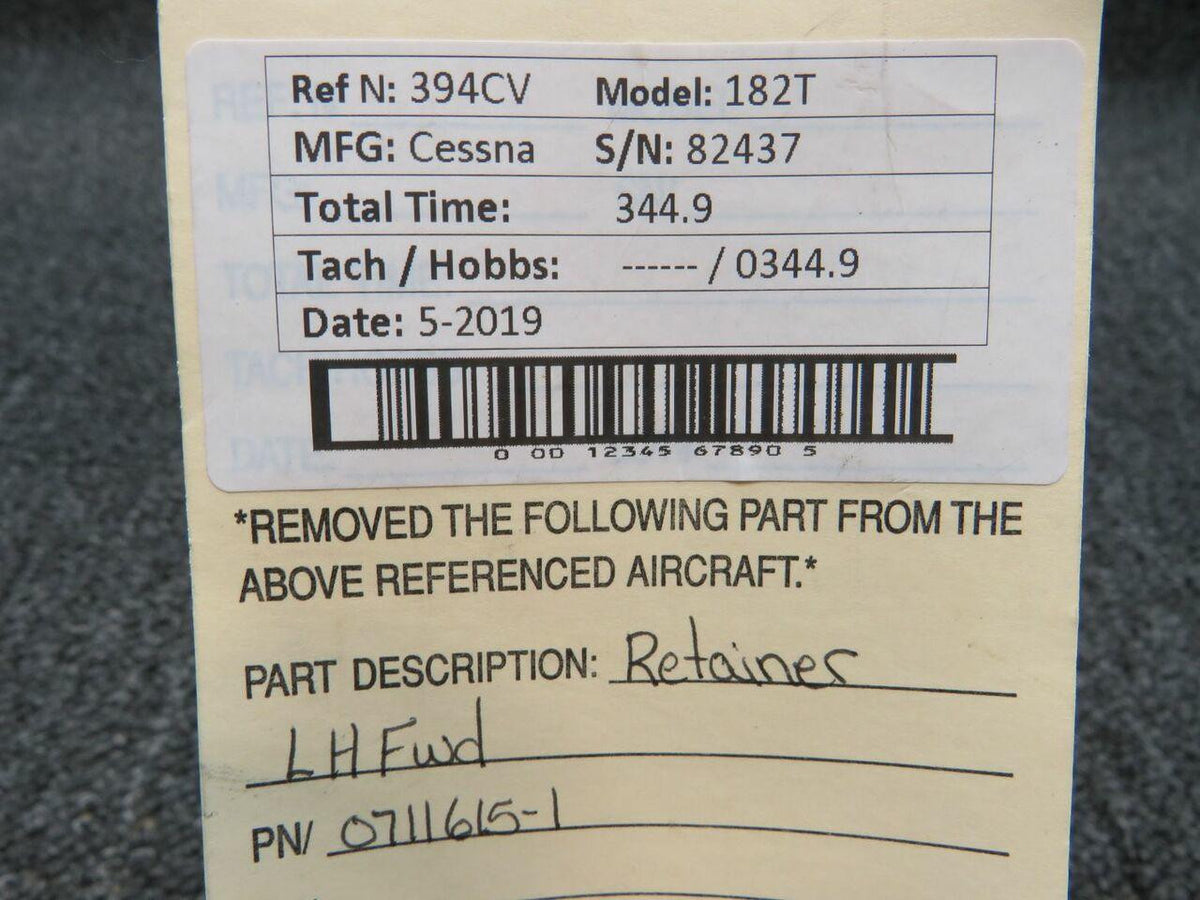 Cessna 0711615-1 Cessna 182T Retainer LH Fwd