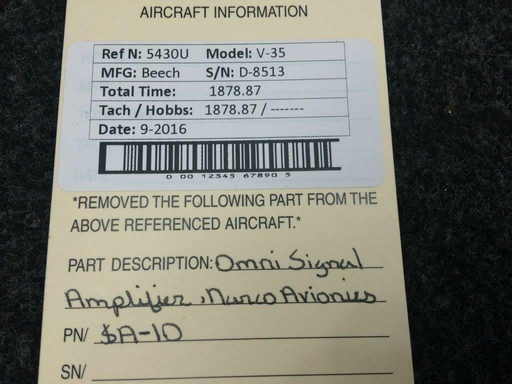 SA-10 Narco Avionics Omni Signal Amplifier BAS Part Sales | Airplane Parts