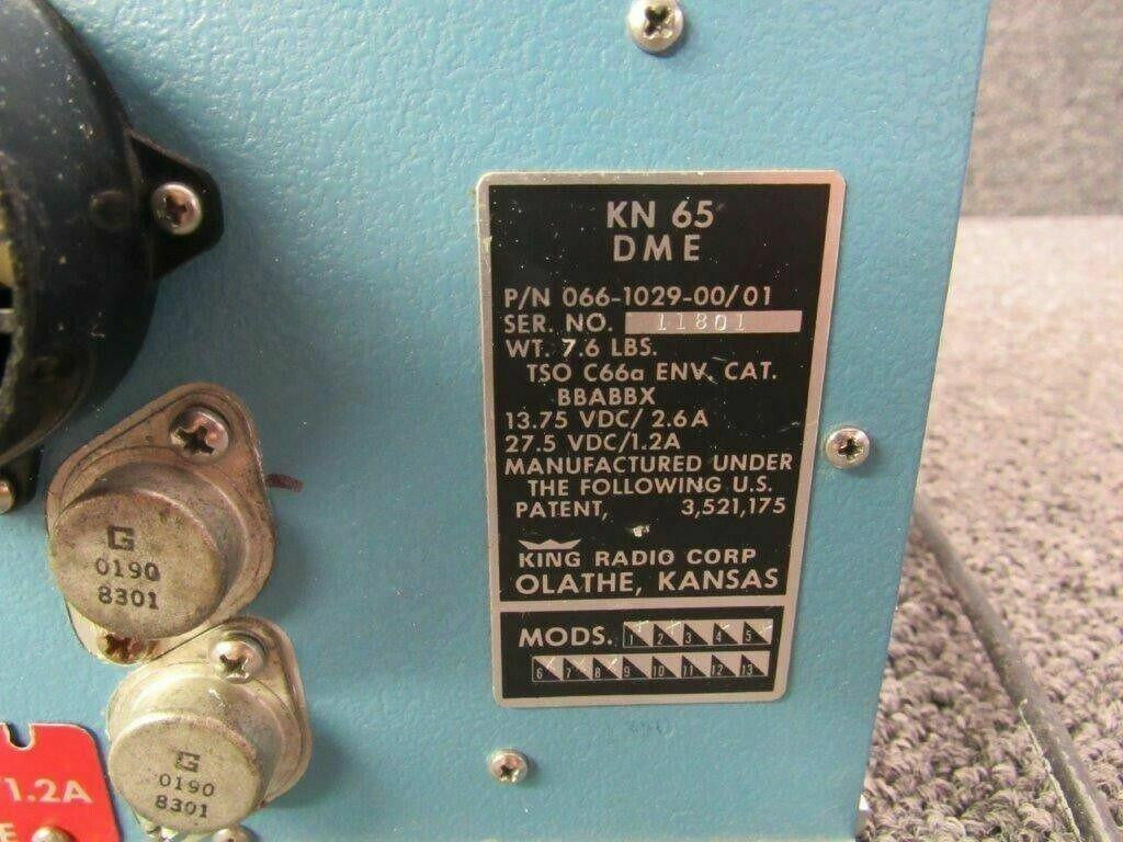King Radio Corp 066-1029-00 MN DME 65 Cessna 421B King Radio Corp DME Processor V 14-28
