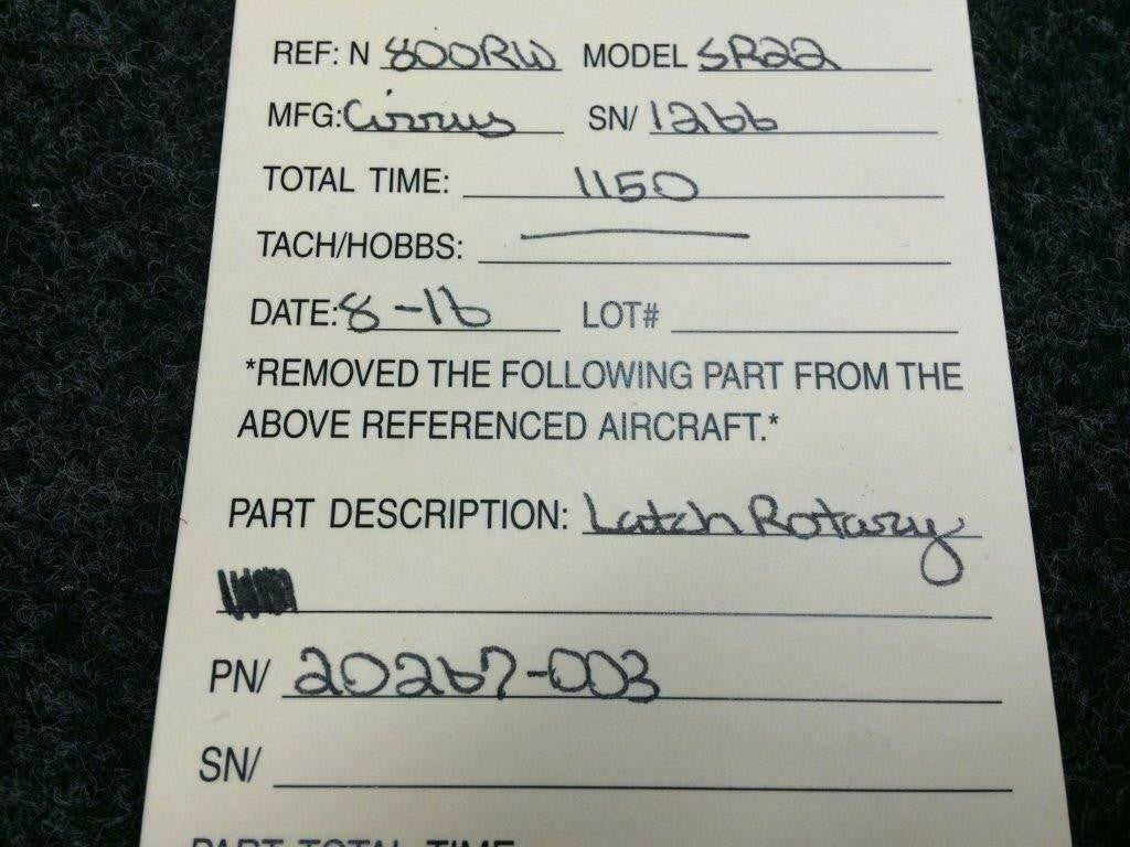 Cirrus Cirrus SR22 Latch Rotary LH P/N 20267-003