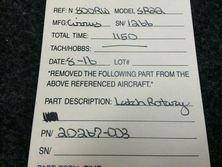 Cirrus Cirrus SR22 Latch Rotary LH P/N 20267-003