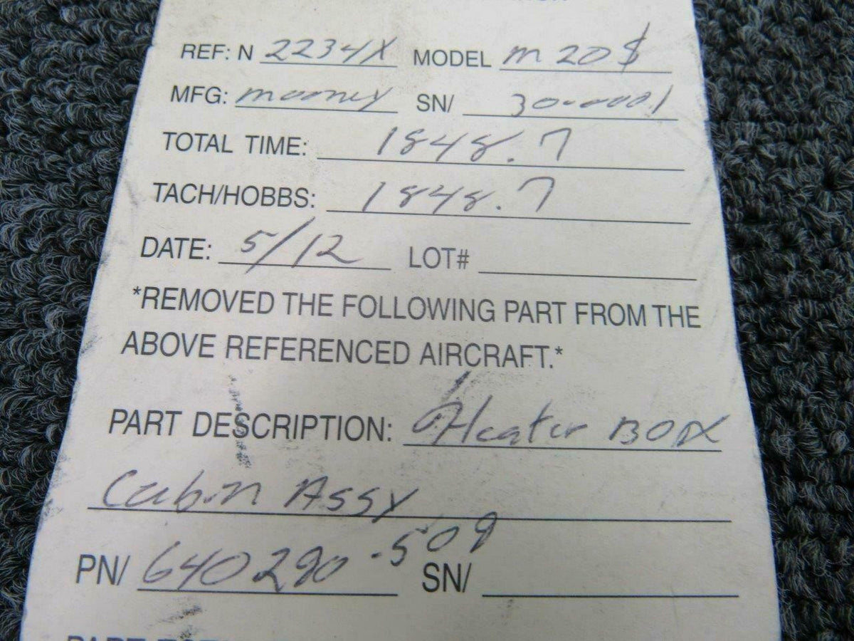 Mooney 640290-509 Mooney M20S Cain Heater Box Assy