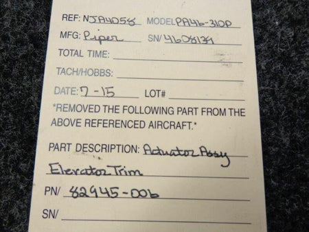 Piper 82945-006 Piper PA46-310P Actuator Assy Elevator Trim